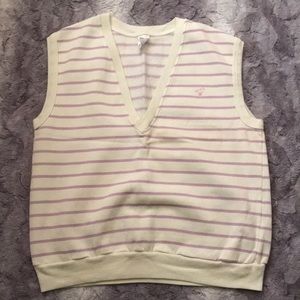 Vtg Wrangler White Purple Striped Sweater Vest L
